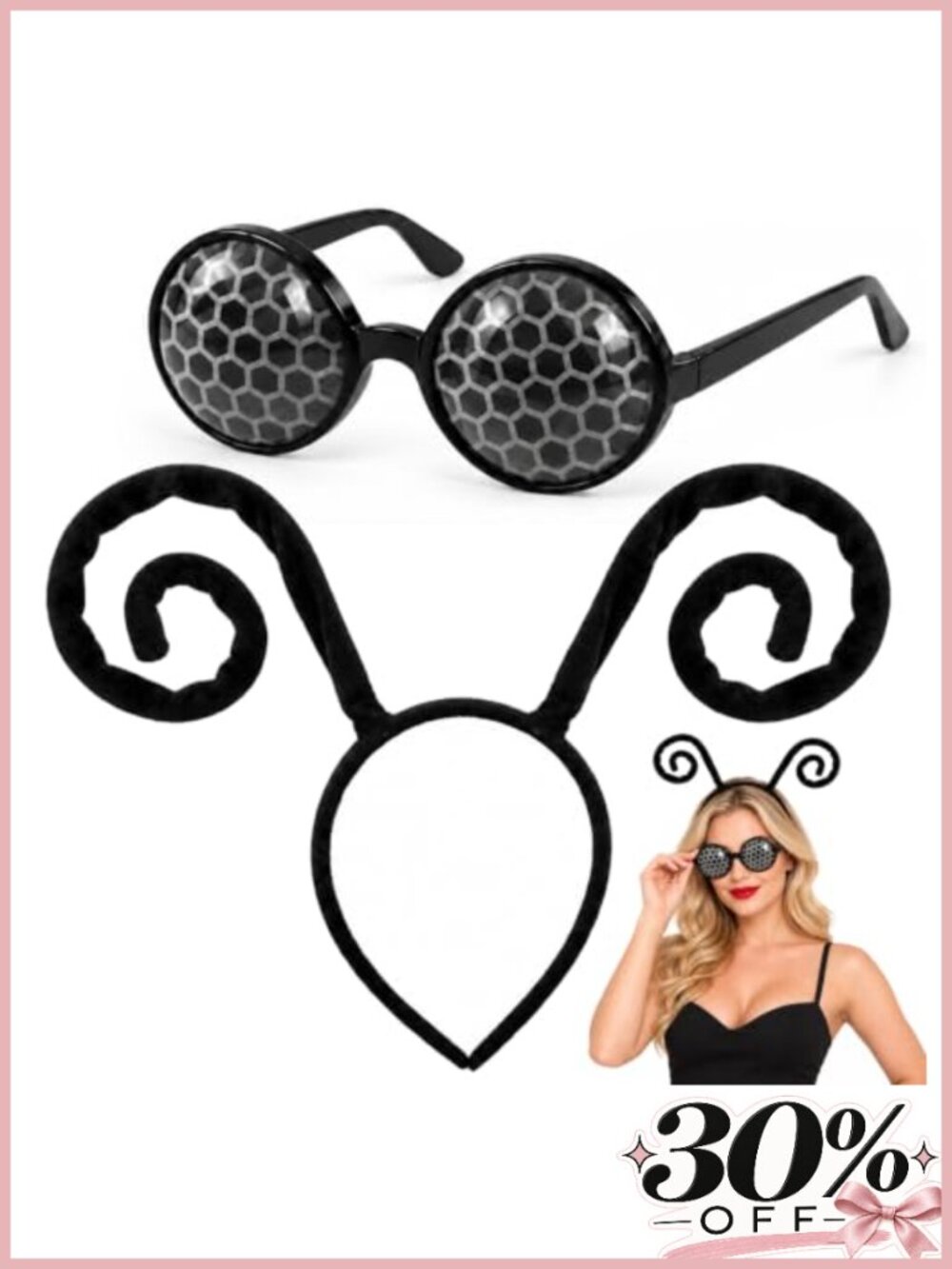 Butterfly Antenna Headband Bug Glasses Ladybug Costume Women Halloween